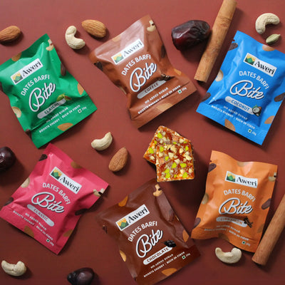 Dates Barfi Bite Combo | All-in-One Pack | 6 Delicious Flavours | Healthy No Added Sugar Sweets