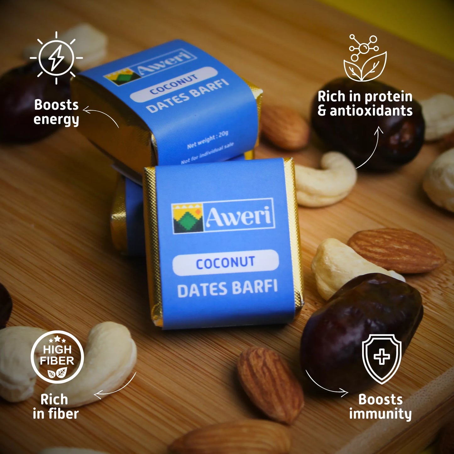 Coconut, Coffee, Cocoa Dates Barfi