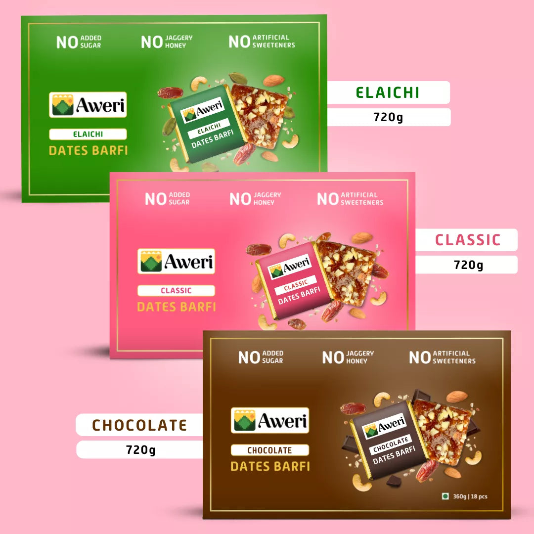 Classic, Elaichi, Cocoa Dates Barfi
