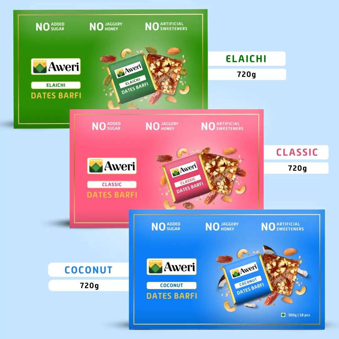 Classic, Elaichi, Coconut Dates Barfi