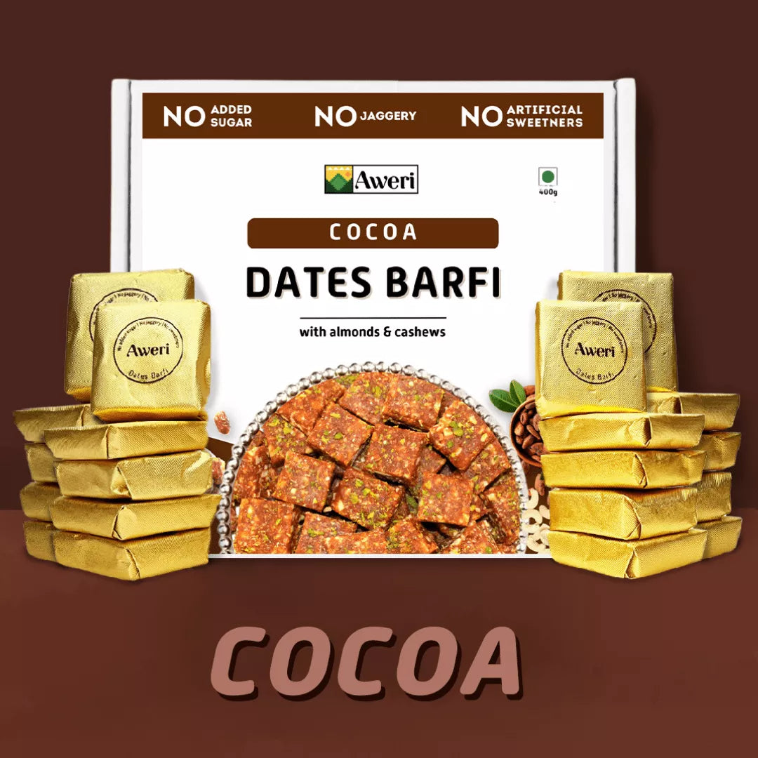 Elaichi, Coffee, Cocoa Dates Barfi