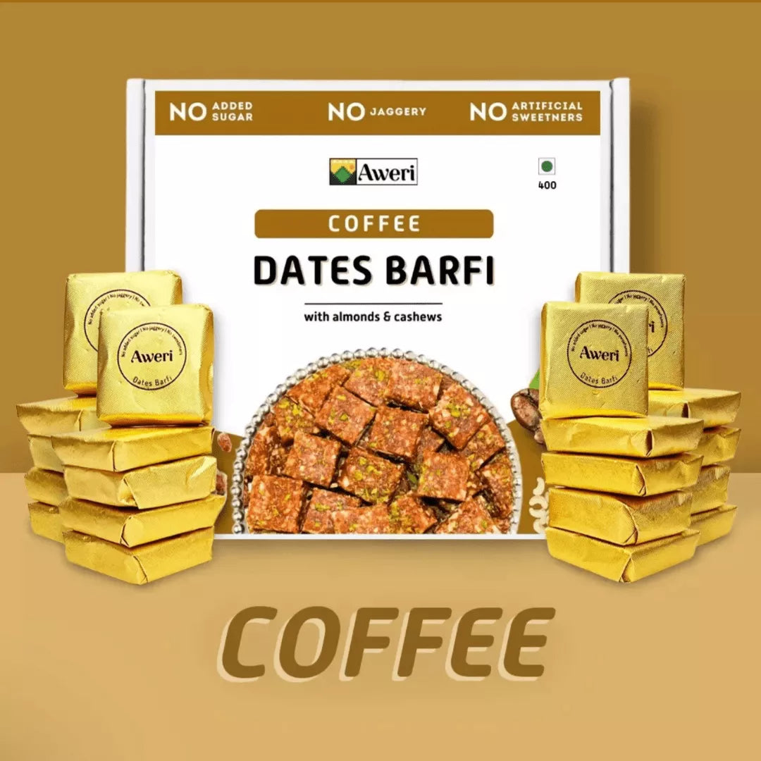 Coconut, Coffee, Cocoa Dates Barfi