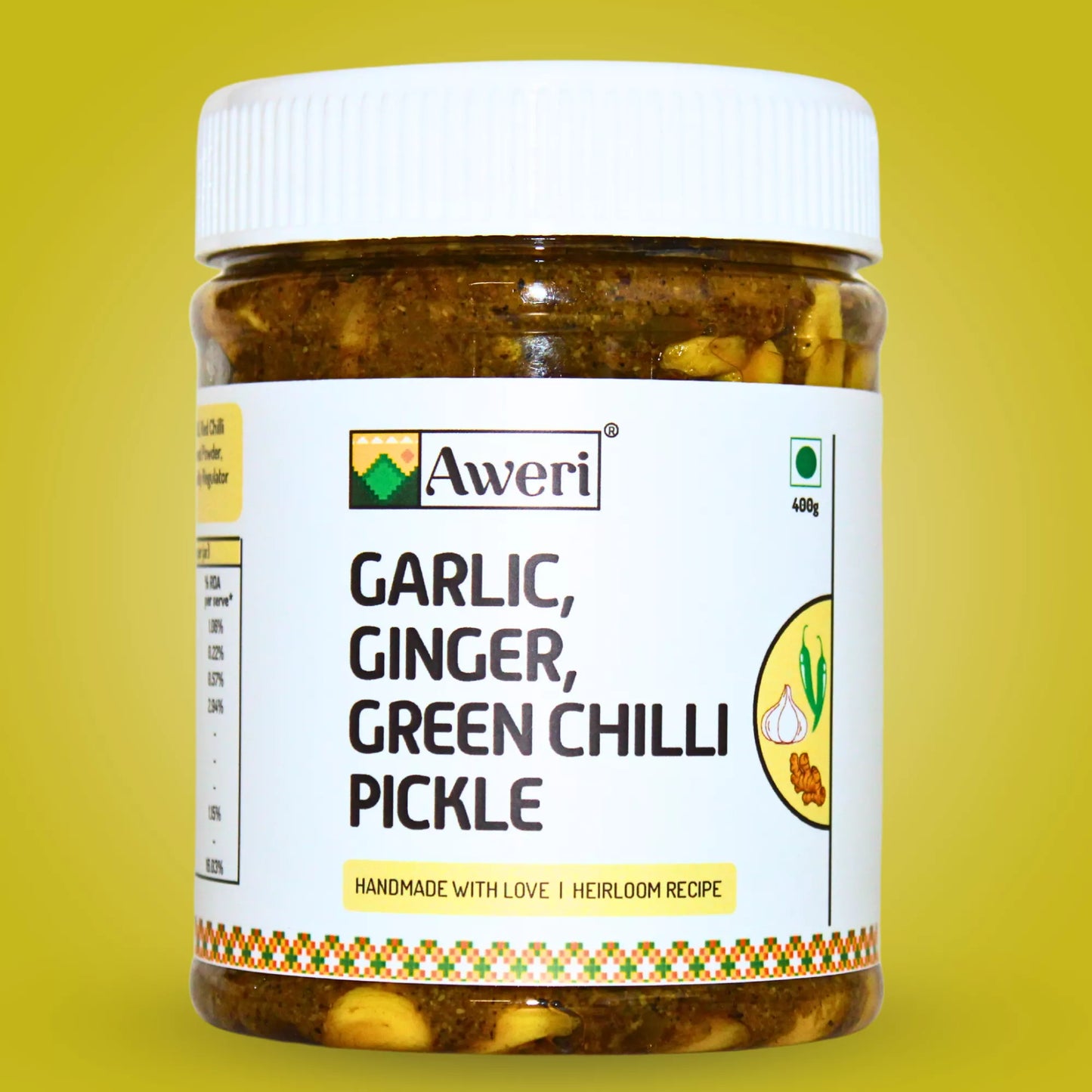 Garlic Ginger Green Chilli Pickle