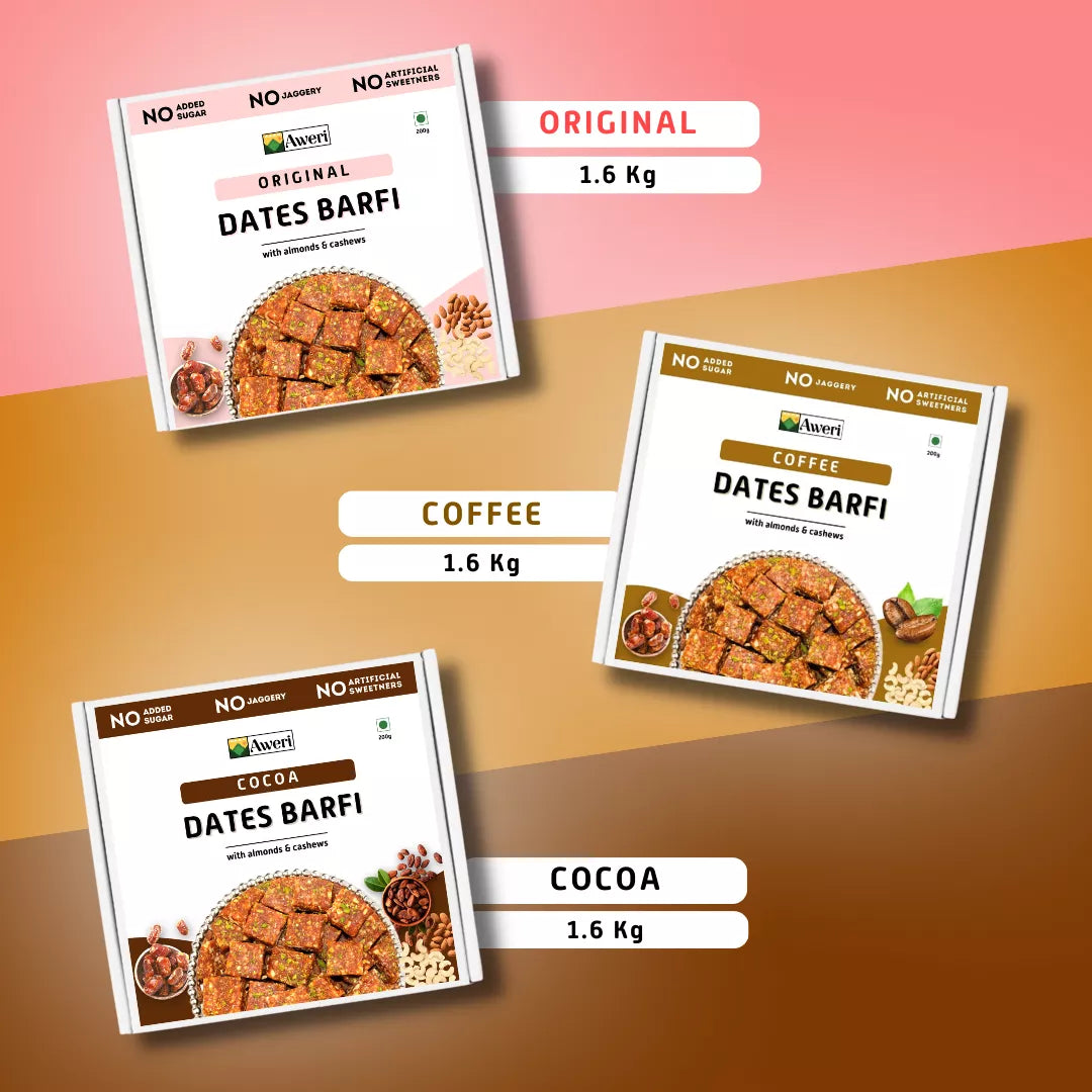 Original, Coffee, Cocoa Dates Barfi