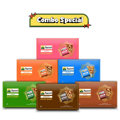 Dates Barfi Bite Combo | All-in-One Pack | 6 Delicious Flavours | Healthy No Added Sugar Sweets