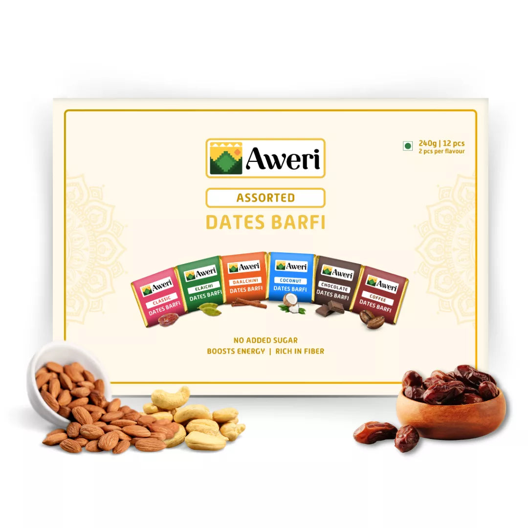 Dates Barfi Assorted Box for daily use & gifting | 6 Flavours | Dates, Nuts & Ghee