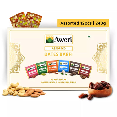 Dates Barfi Assorted Box for daily use & gifting | 6 Flavours | Dates, Nuts & Ghee