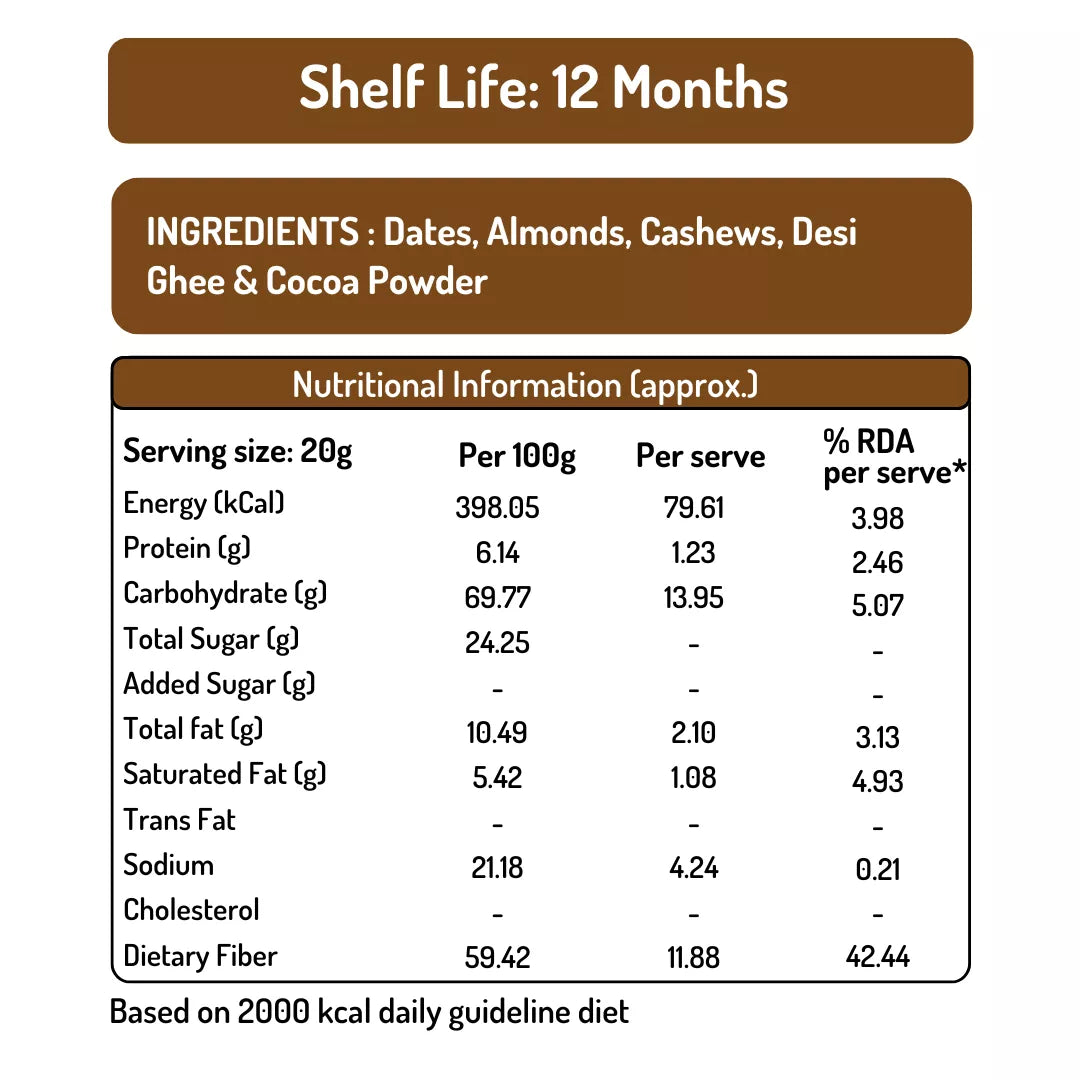 Dates Barfi Bite - Chocolate