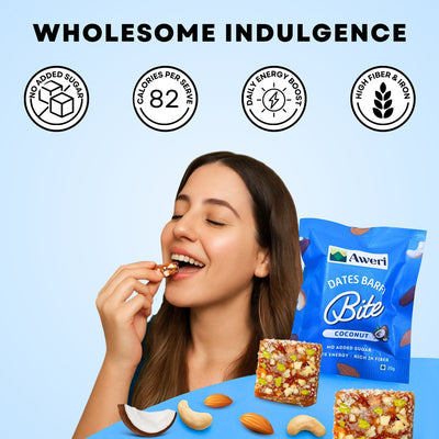 Dates Barfi Bite - Coconut