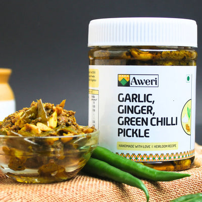 Garlic Ginger Green Chilli Pickle