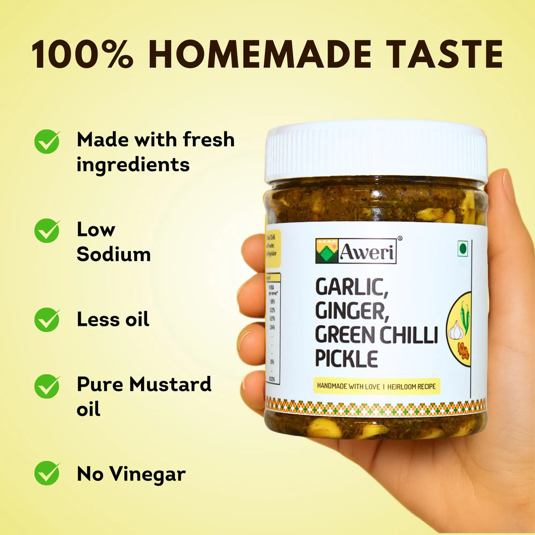 Garlic Ginger Green Chilli Pickle