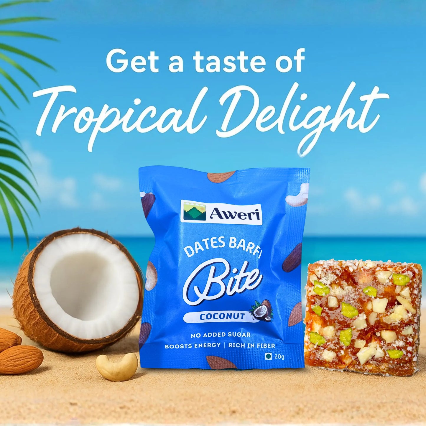 Dates Barfi Bite - Coconut