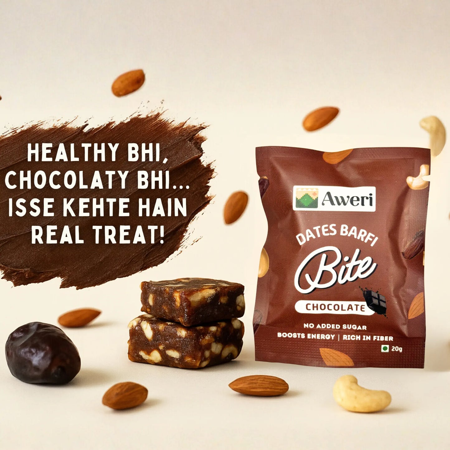 Dates Barfi Bite - Chocolate