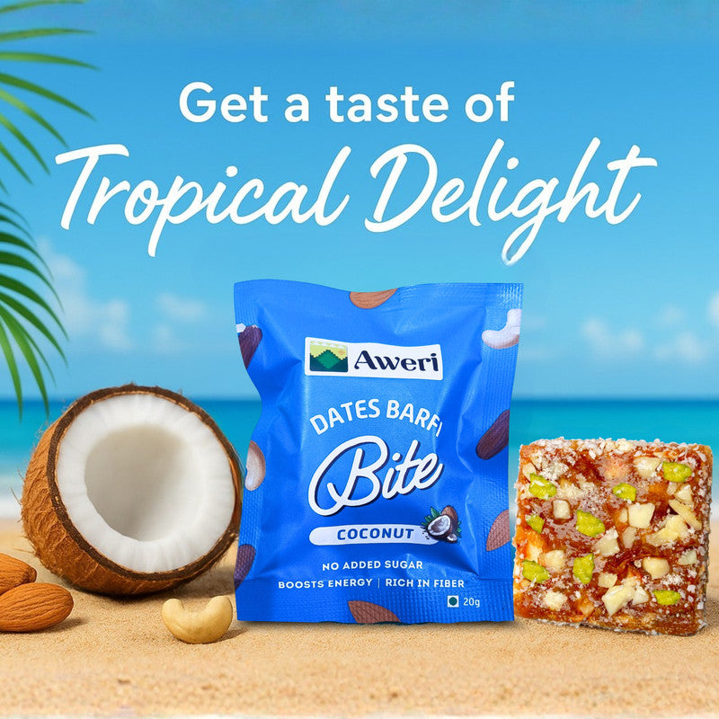 Dates Barfi Bite - Coconut
