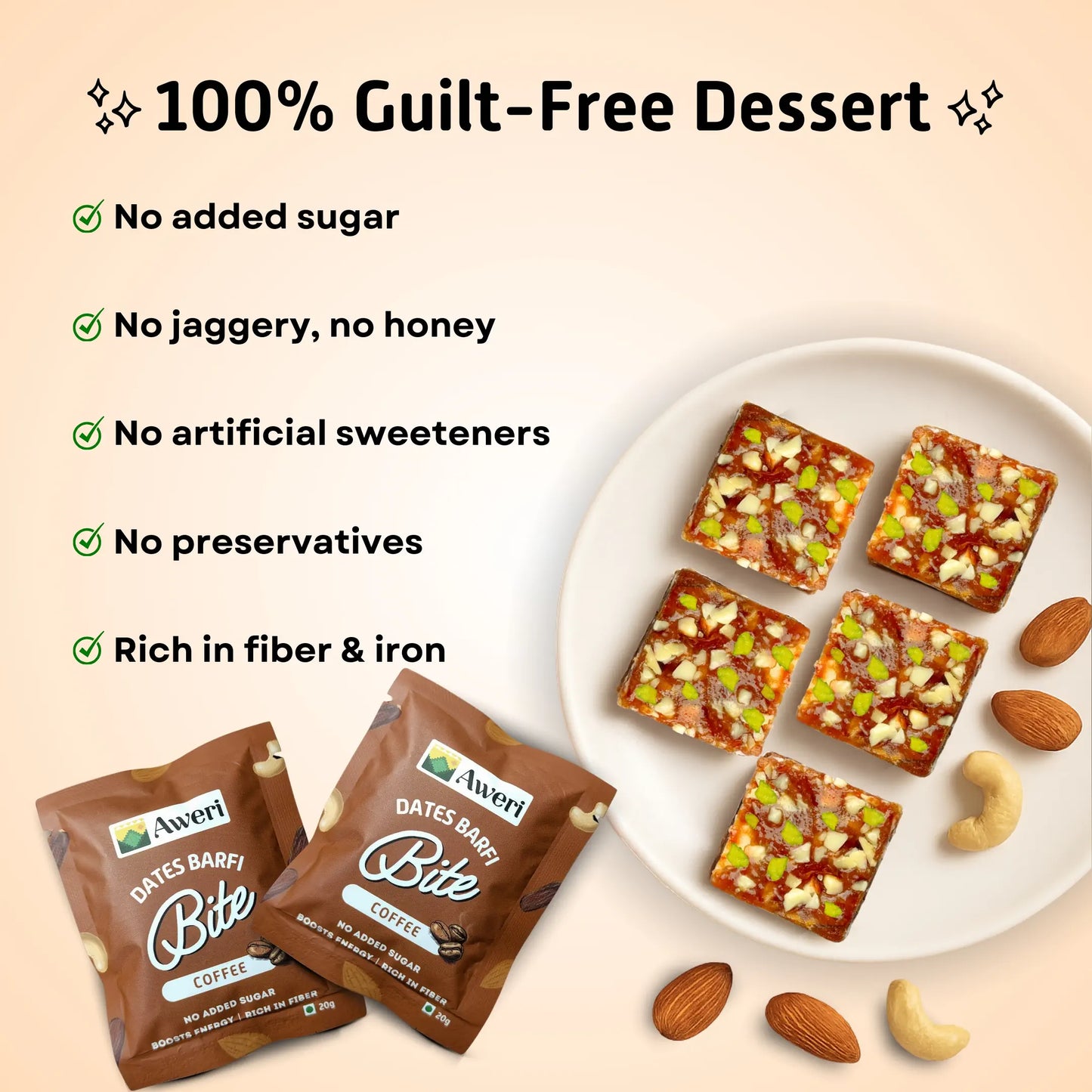 Dates Barfi Bite - Coffee