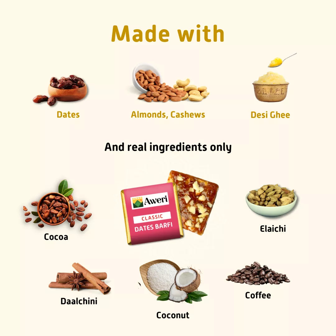 Dates Barfi Bite - Assorted | 6 Flavours | Pouches