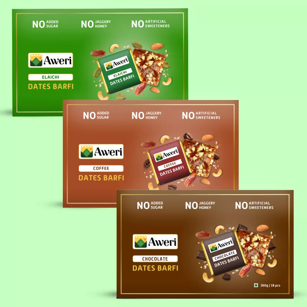 Elaichi, Coffee, Cocoa Dates Barfi