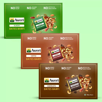 Elaichi, Coffee, Cocoa Dates Barfi