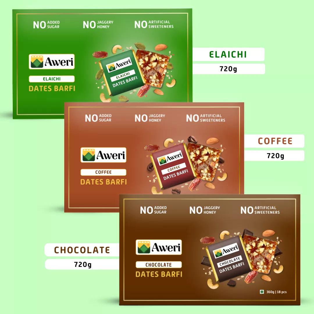 Elaichi, Coffee, Cocoa Dates Barfi