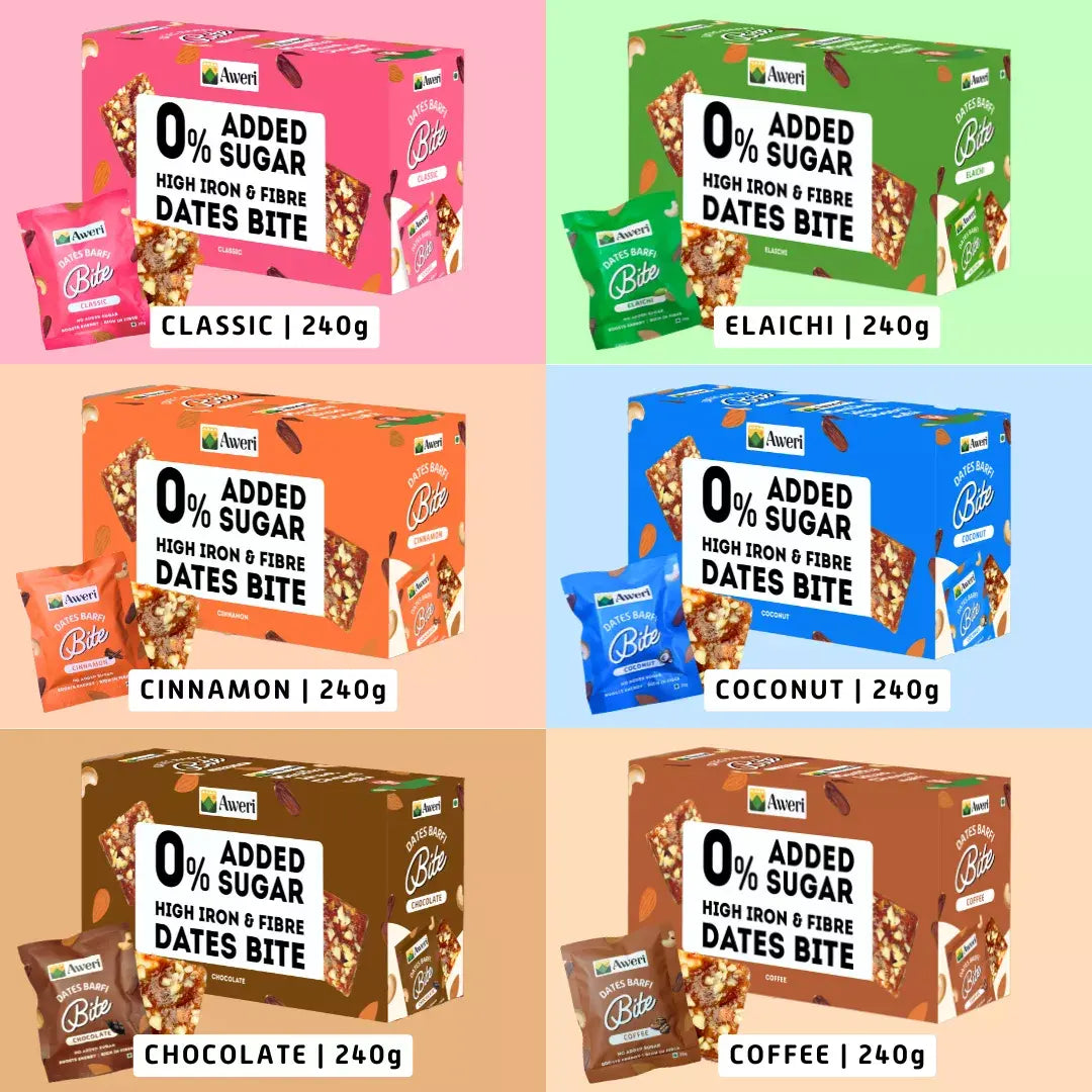 All-in-One Dates Barfi Bite Combo for daily snacking | 6 Flavours