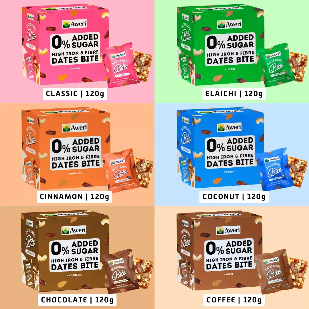 All-in-One Dates Barfi Bite Combo for daily snacking | 6 Flavours