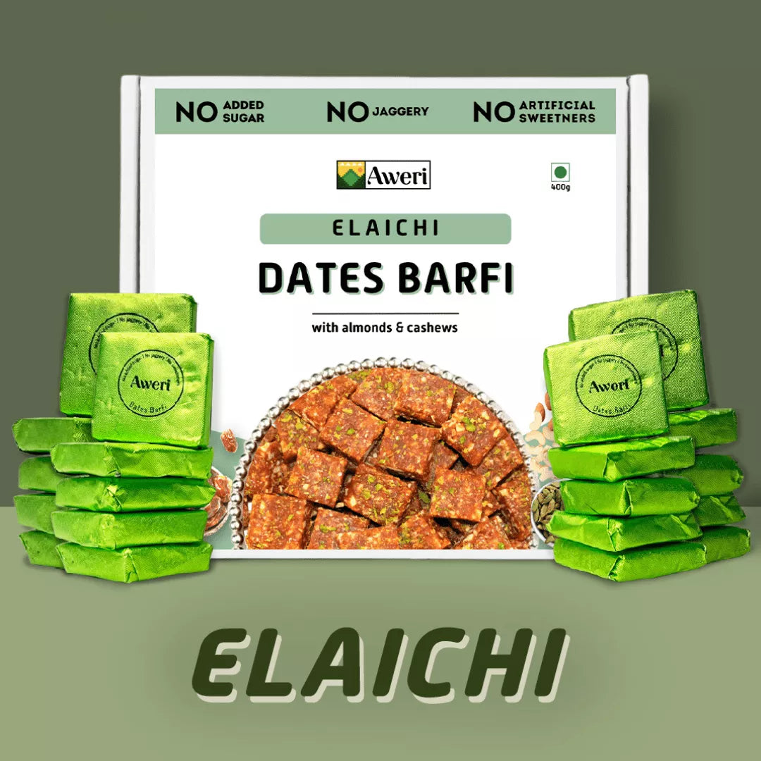 Elaichi, Coffee, Cocoa Dates Barfi