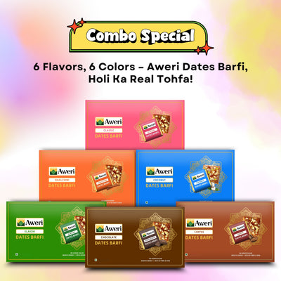 🌈 Holi Special Dates Barfi Bite Combo | All-in-One Festive Pack | 6 Delicious Flavours | Healthy No Added Sugar Sweets