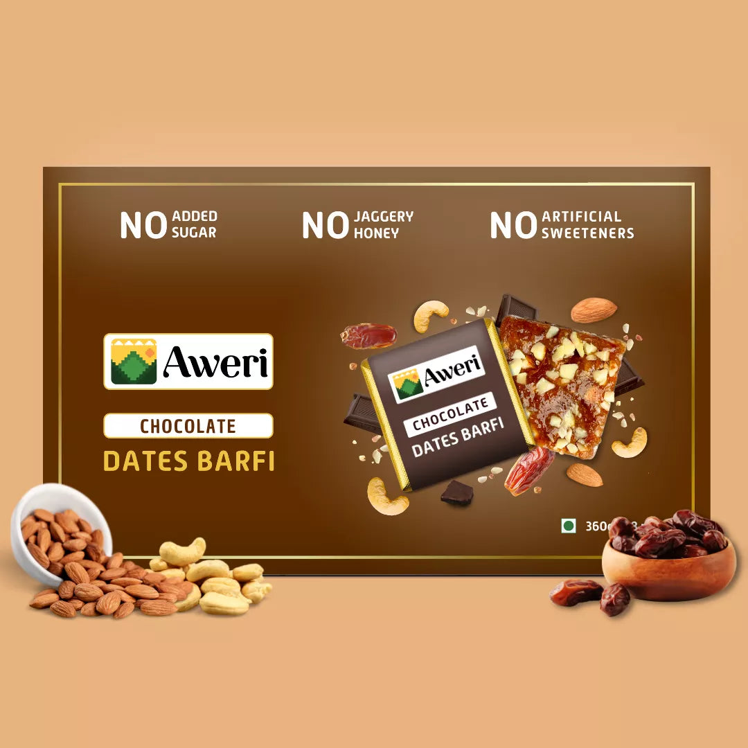 Elaichi, Coffee, Cocoa Dates Barfi