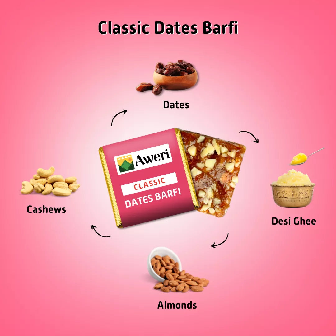 Classic, Elaichi, Daalchini Dates Barfi