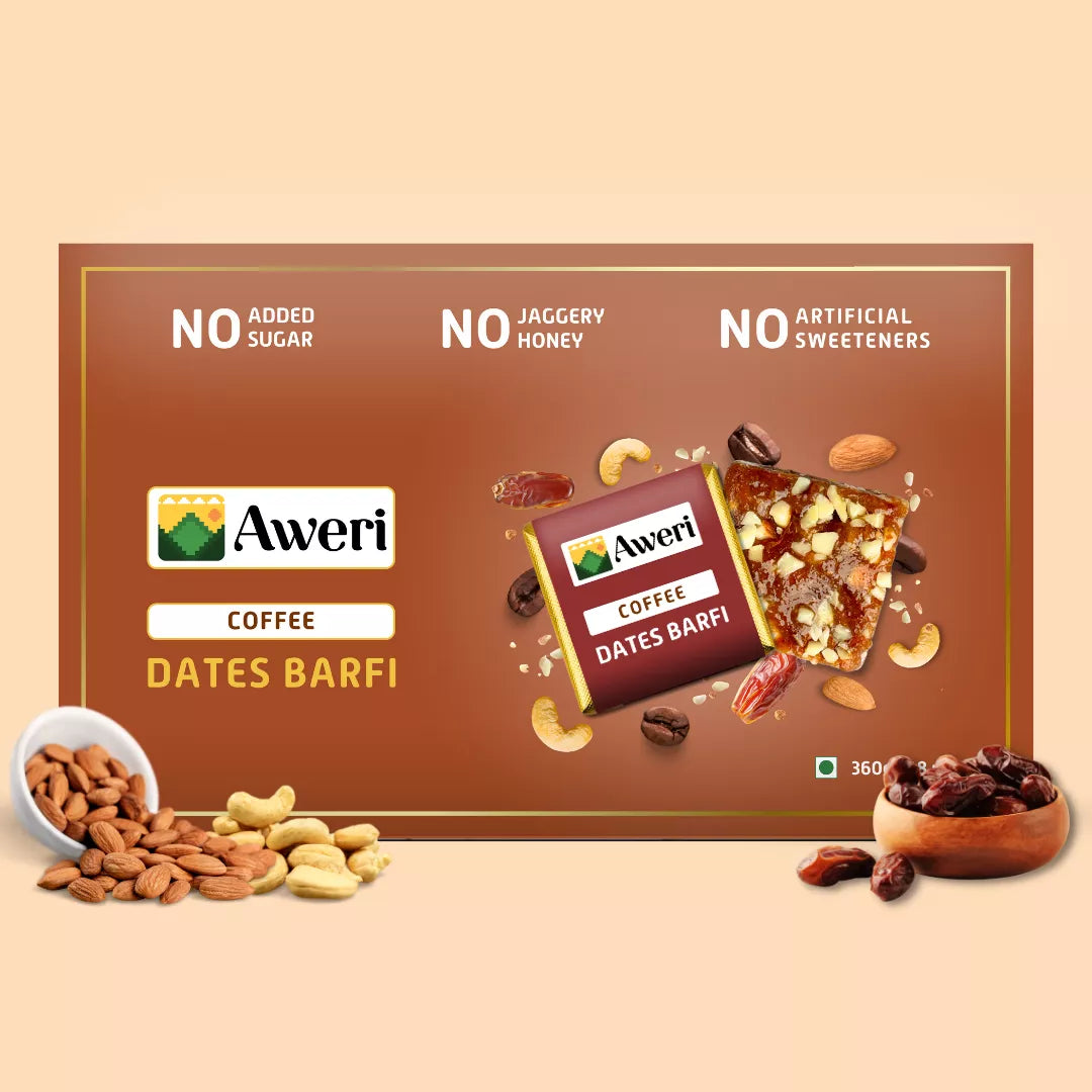 Elaichi, Coffee, Cocoa Dates Barfi