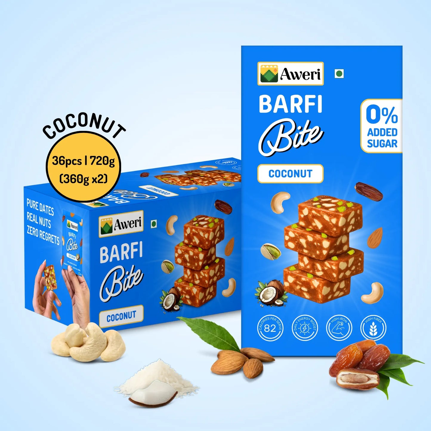 Dates Barfi Bite - Coconut