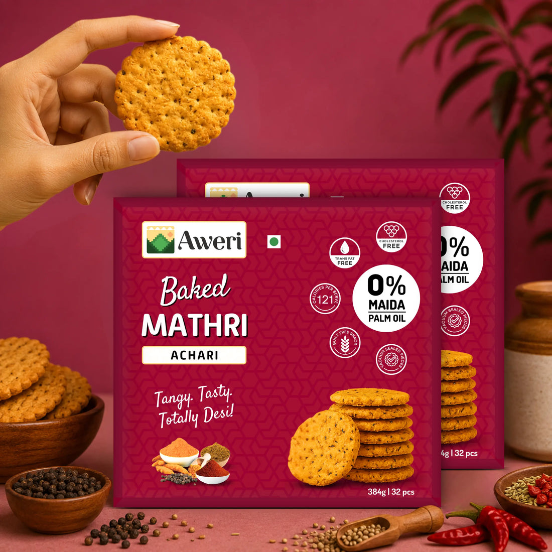 Baked Achari Mathri