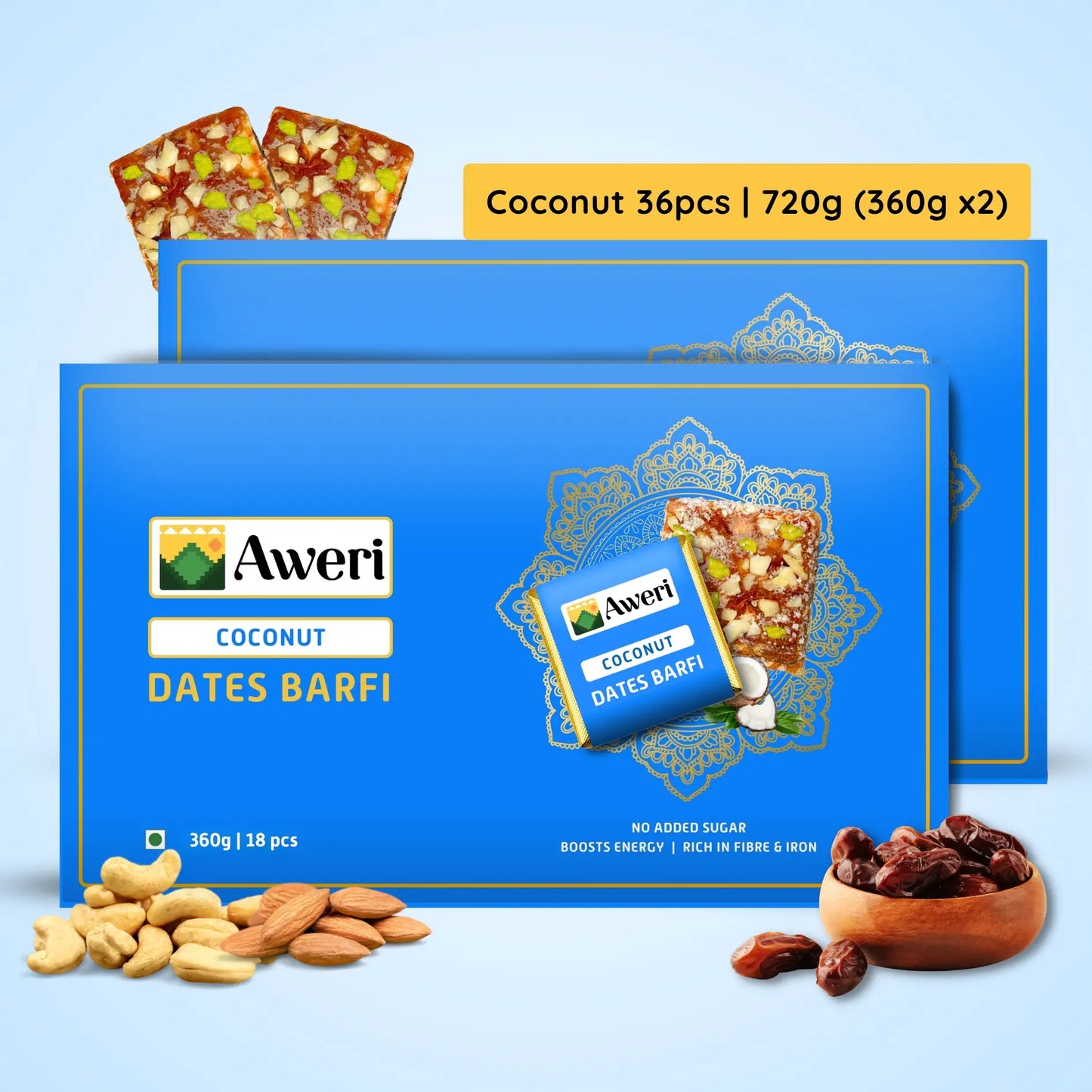 Coconut Dates Barfi