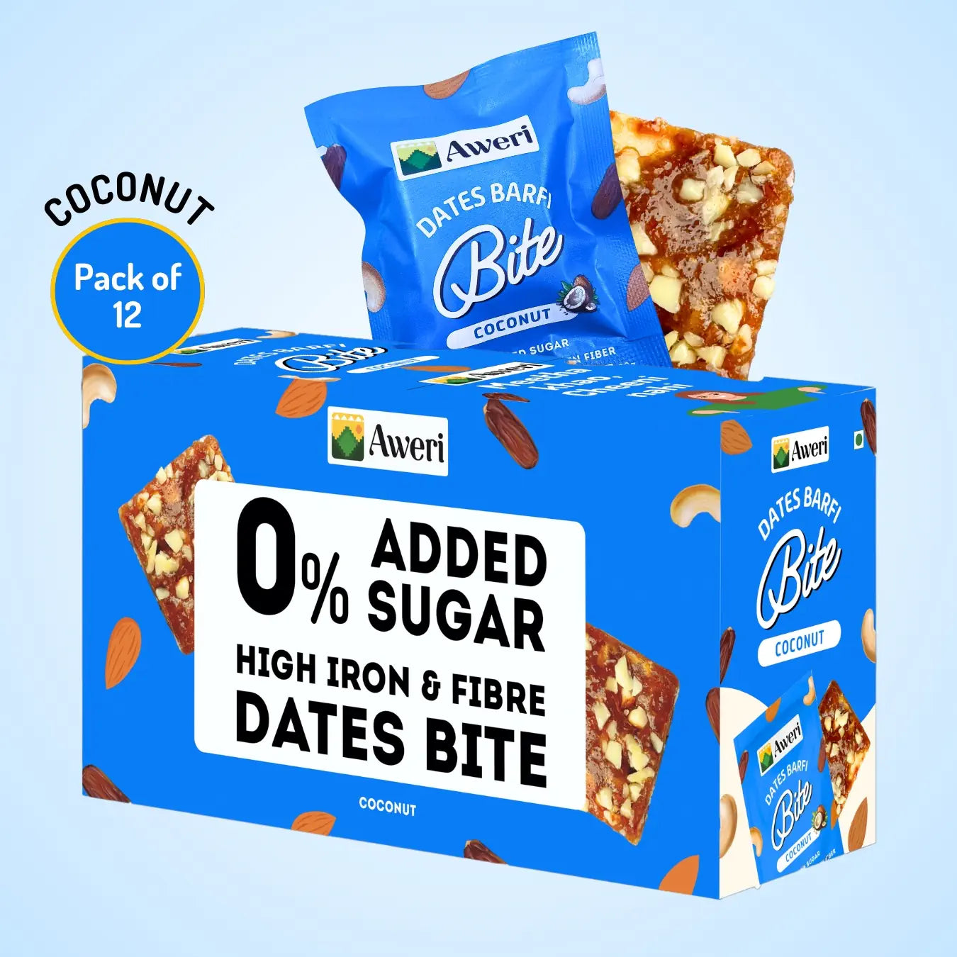 Dates Barfi Bite - Coconut
